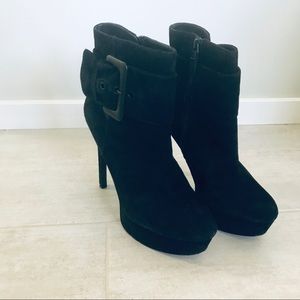 Sexy Via Spiga Black Suede Demetria Booties